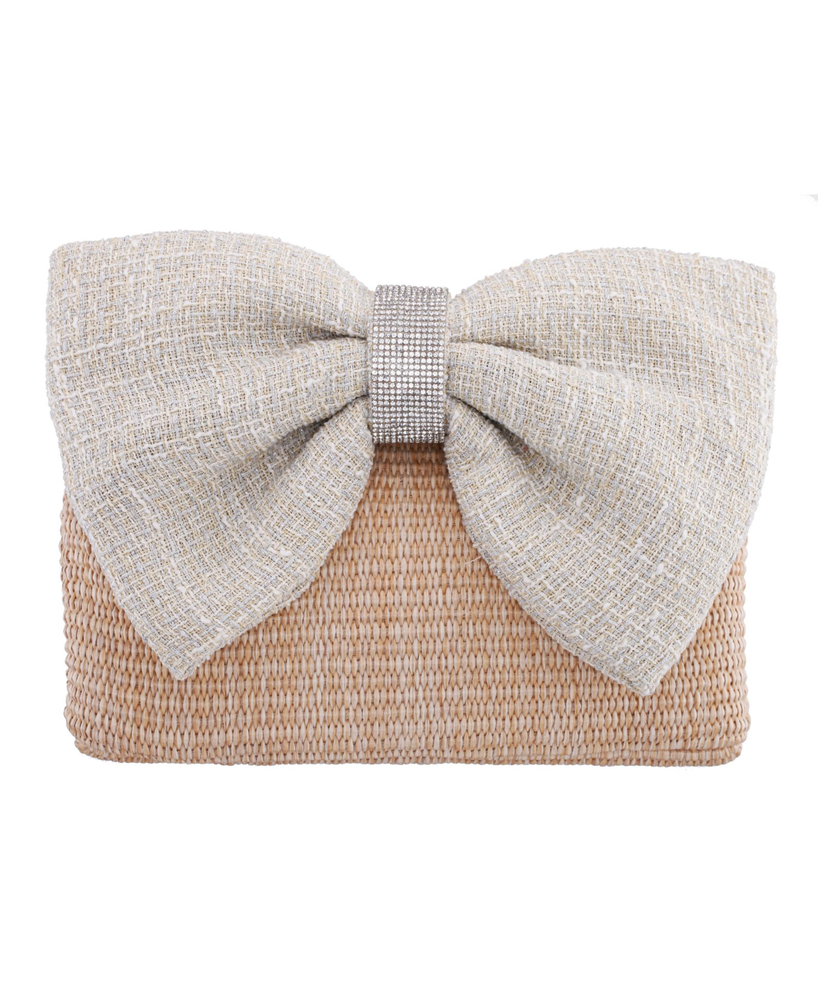Nina Tula Straw Bow Small Satchel Handbag