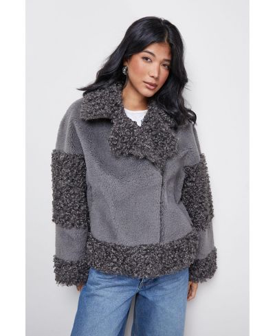 Warehouse Women's Faux Fur Mix Zip Through Jacket