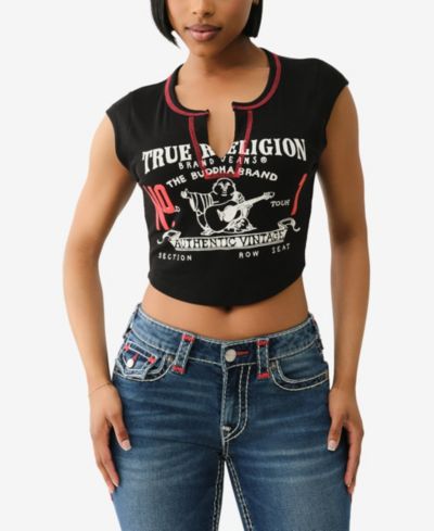 Женская футболка True Religion Contrast Stitch Buddha V-Notch