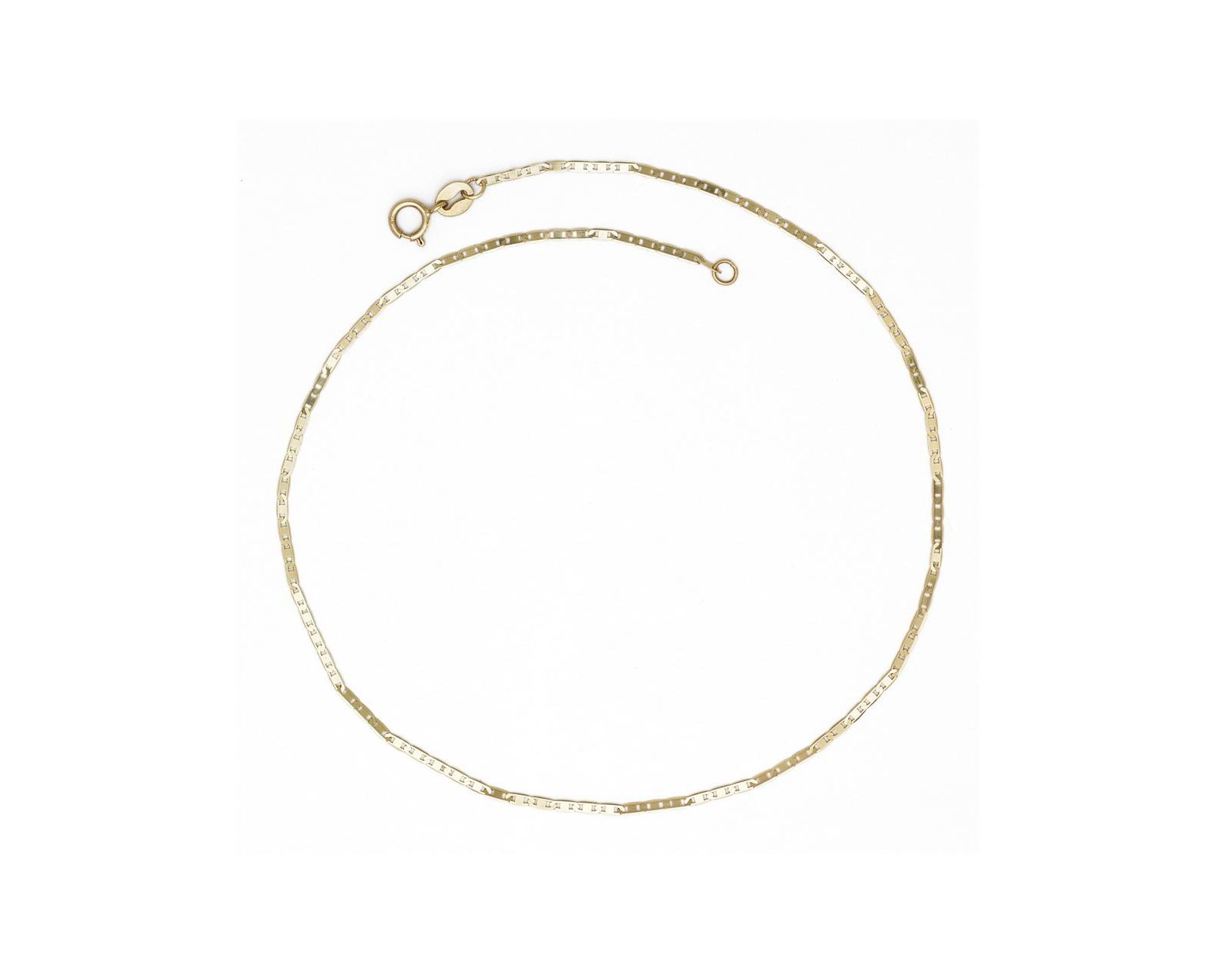 Curata Jewelry Solid 10K Gold 10 Inch 1.3mm Thin Flat Mariner Link Anklet