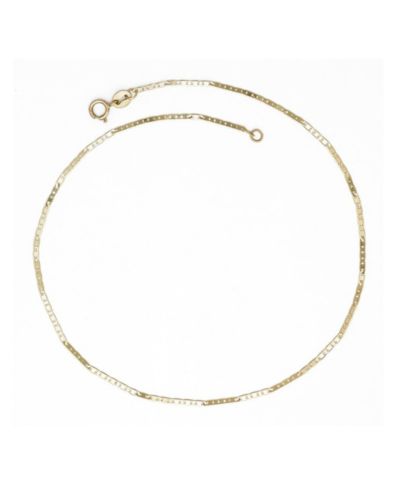 Curata Jewelry Solid 10K Gold 10 Inch 1.3mm Thin Flat Mariner Link Anklet