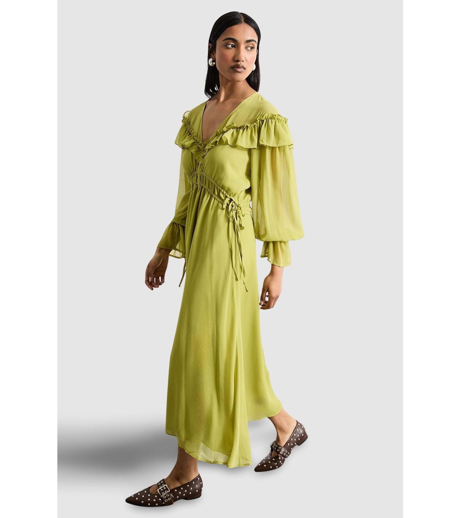 Женское бохо-макси платье Warehouse Ruffle Shoulder Detail