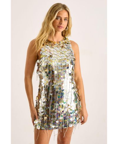 Nasty Gal Women's Disc Tassel High Neck Mini Dress