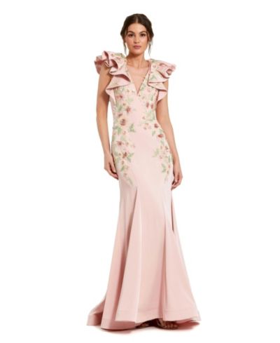 Mac Duggal Женское вечернее платье Mermaid с декором и рукавами-крылышками