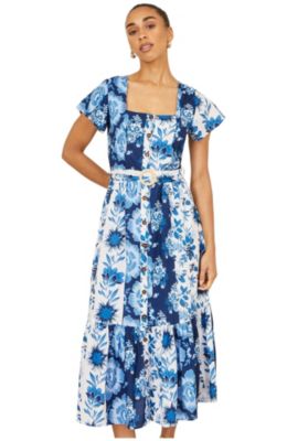 Yumi Women's Floral Belted Midi Dress