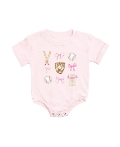 Sweet Wink Baby Girls Baseball Cutie Short Sleeve Romper