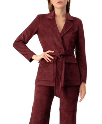 Женский блейзер Ivonne Women's Faux-Suede с поясом на талии