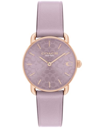 COACH Women's Elliot Purple Leather Strap Watch 28mm