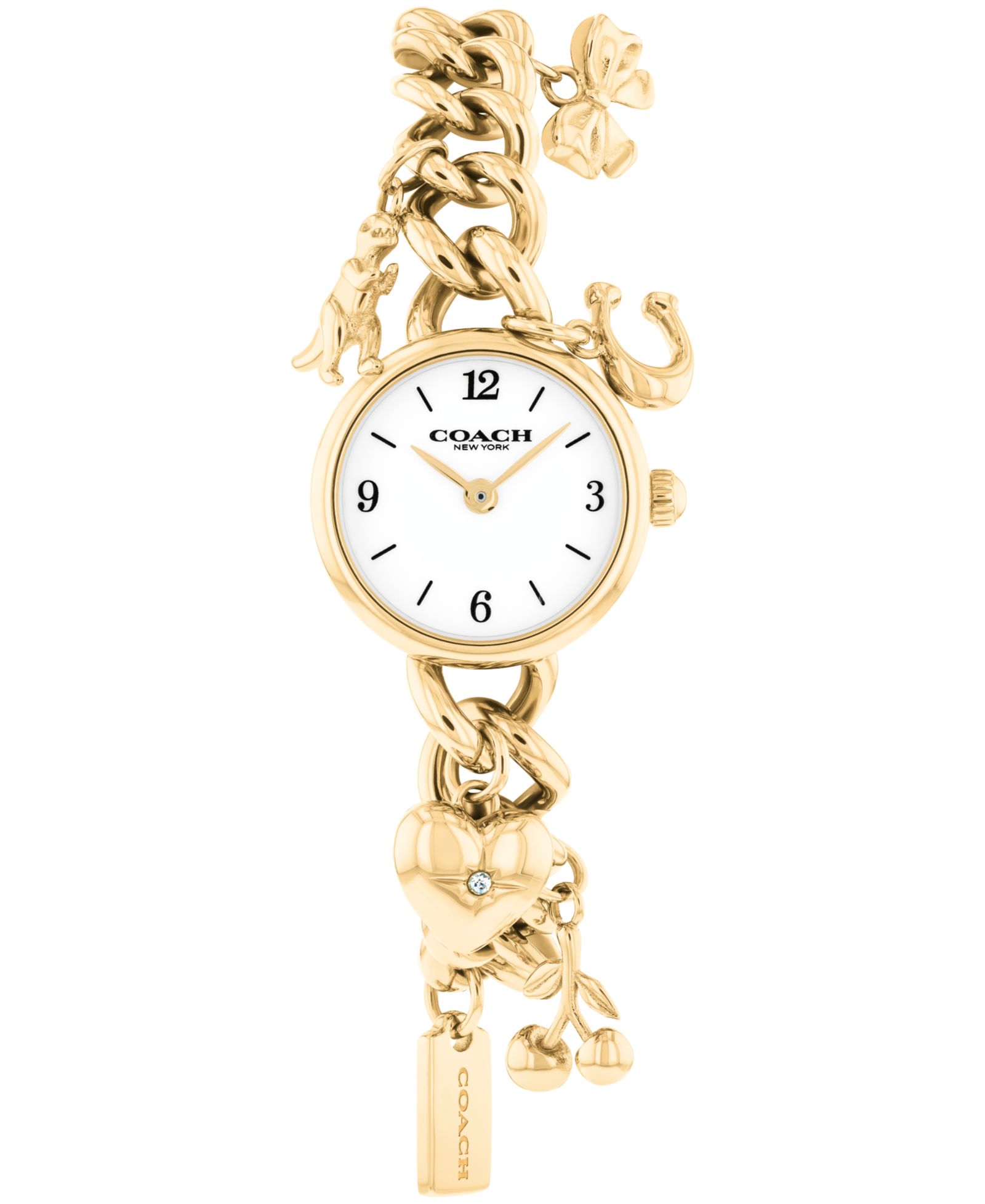 COACH Женские наручные часы Iris Gold-Tone Stainless Steel Charm Bracelet 22.5mm