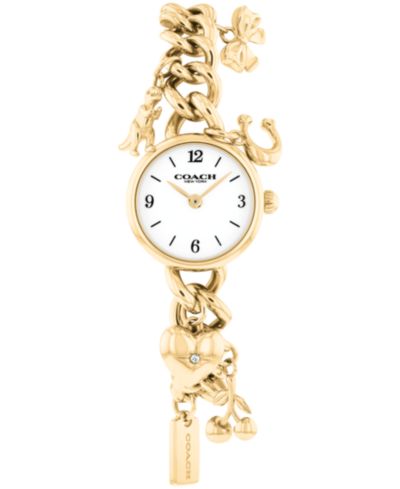 COACH Женские наручные часы Iris Gold-Tone Stainless Steel Charm Bracelet 22.5mm