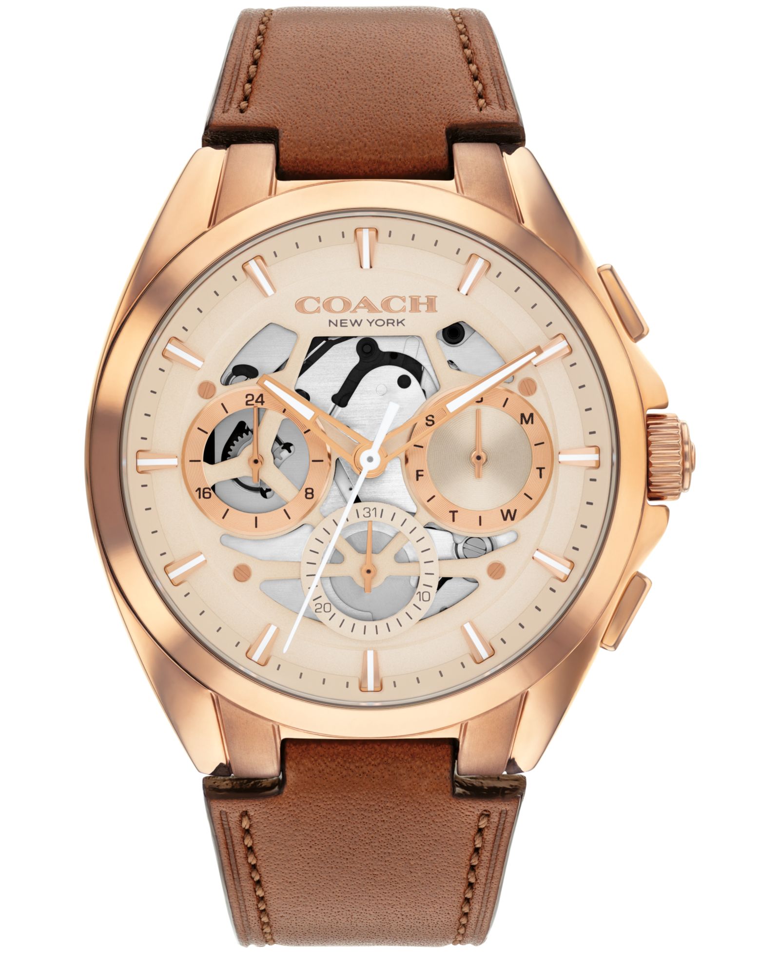 Мужские часы COACH Jackson с кожаным ремешком, 41.5mm