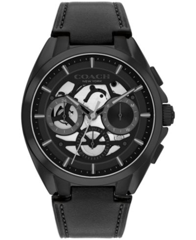 COACH Мужские Jackson Black Leather Strap Watch 41.5mm
