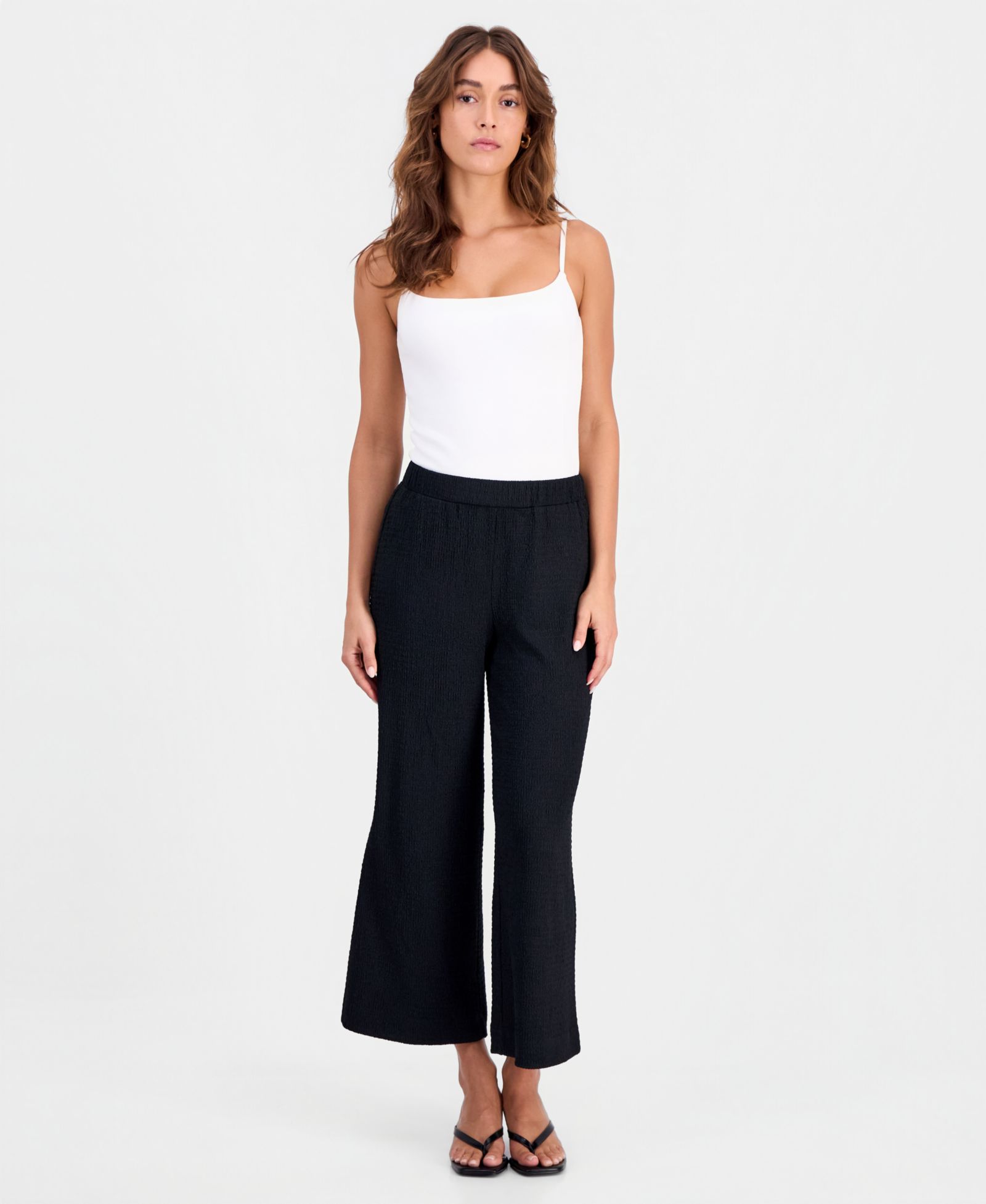 Bar III Women's Textured Pull-On Wide-Leg Pants, Macy's Exclusive