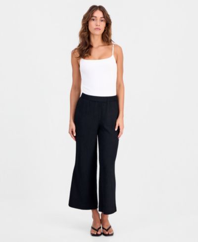 Bar III Women's Textured Pull-On Wide-Leg Pants, Macy's Exclusive
