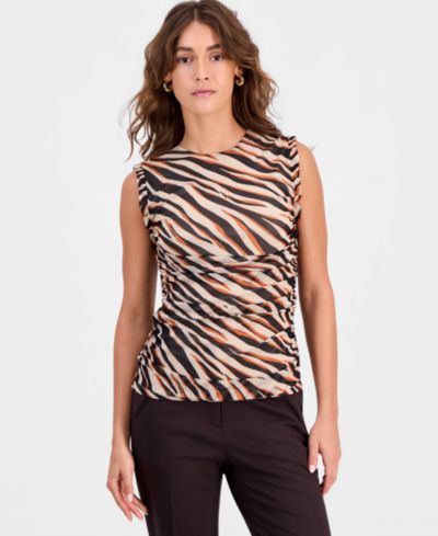 Bar III Women's Animal-Print Mesh Top, Macy's Exclusive