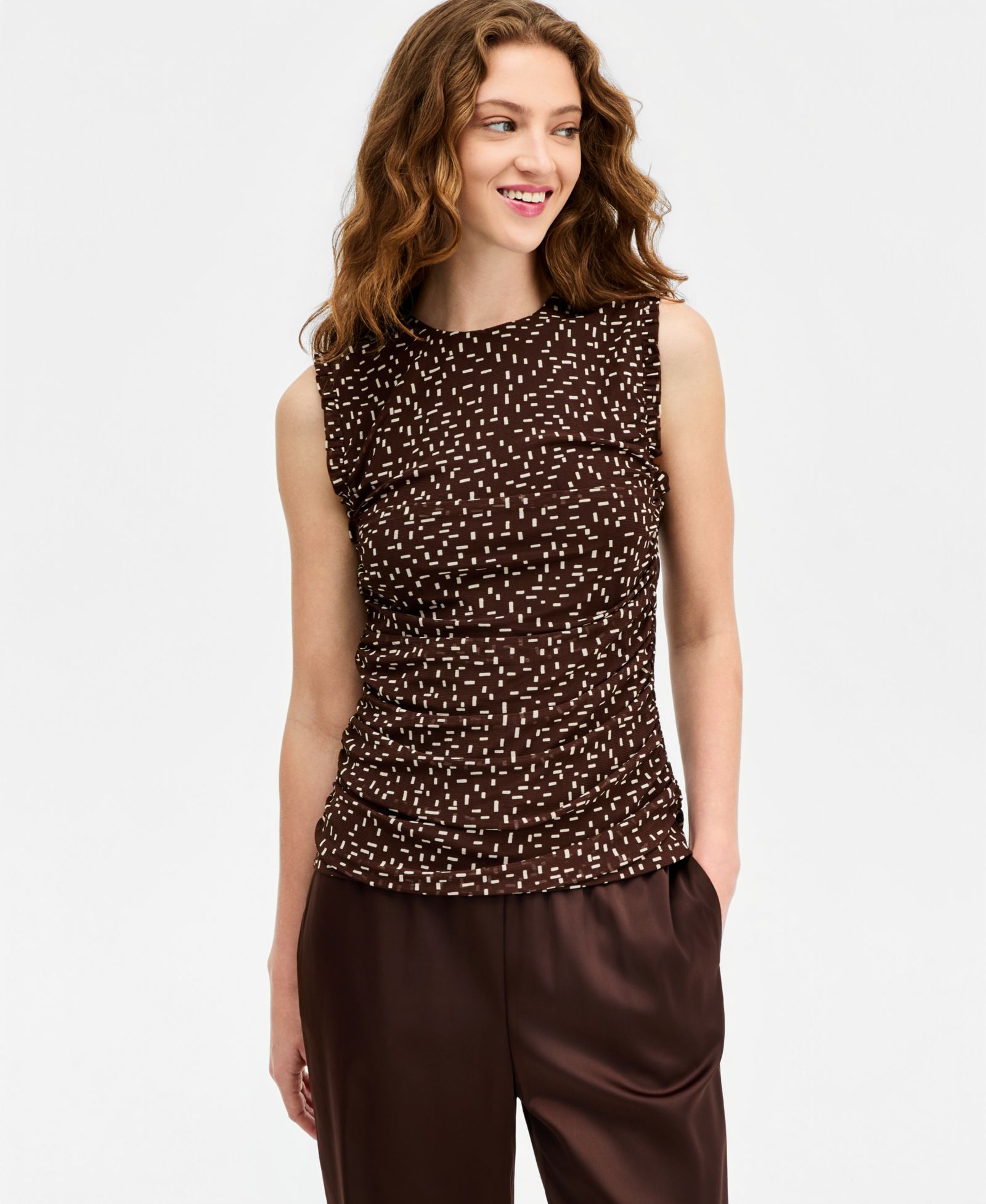 Bar III Women's Dot Print Mesh Top, Macy's Exclusive