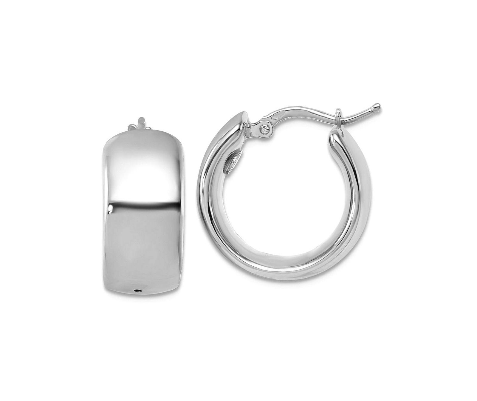 Curata Jewelry Solid 18k Yellow or White Gold Italian 19x9mm Wide Round Hoop Earrings