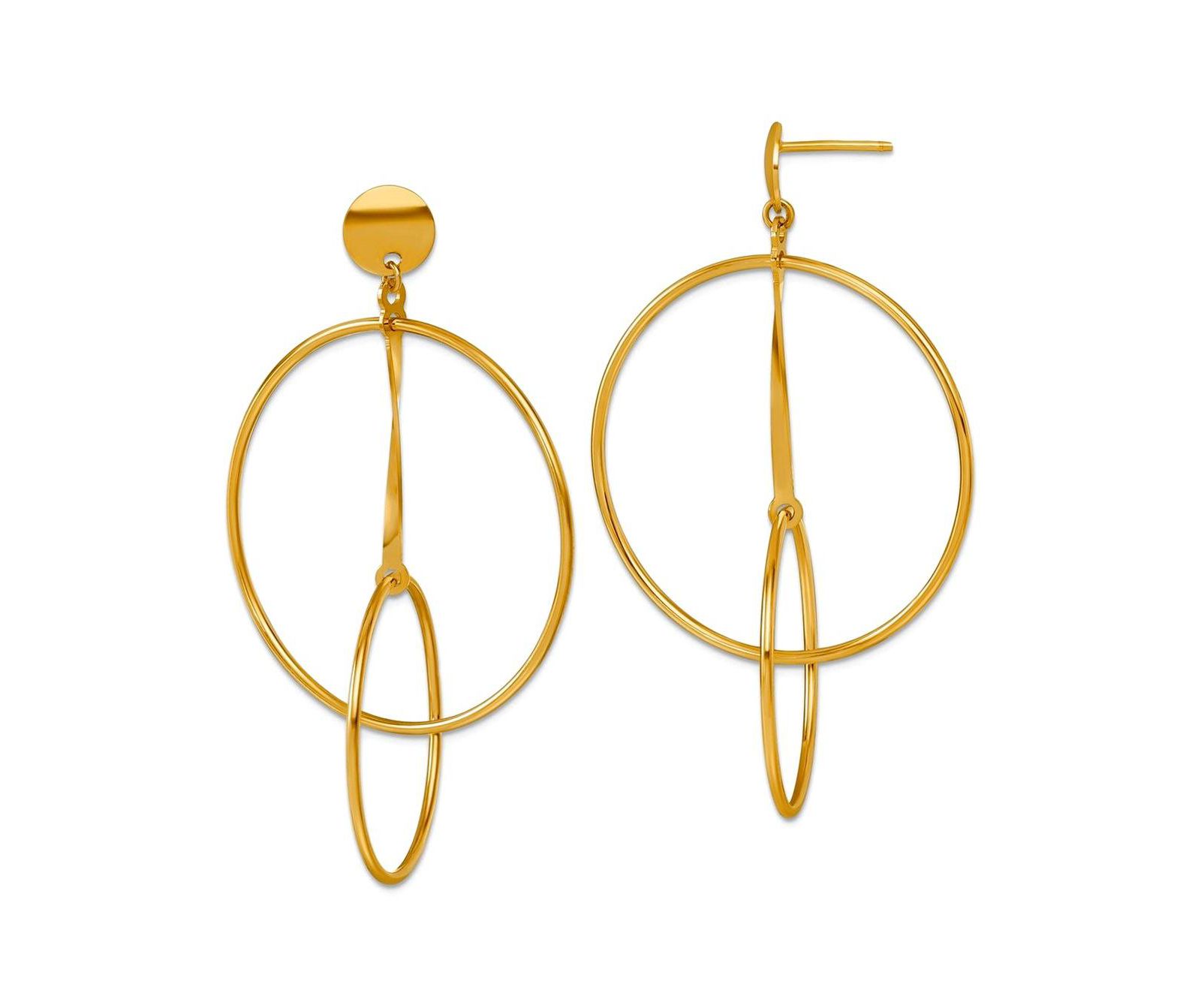 Серьги Curata Jewelry Solid 18k Yellow Gold Italian 54x32mm Double Circle