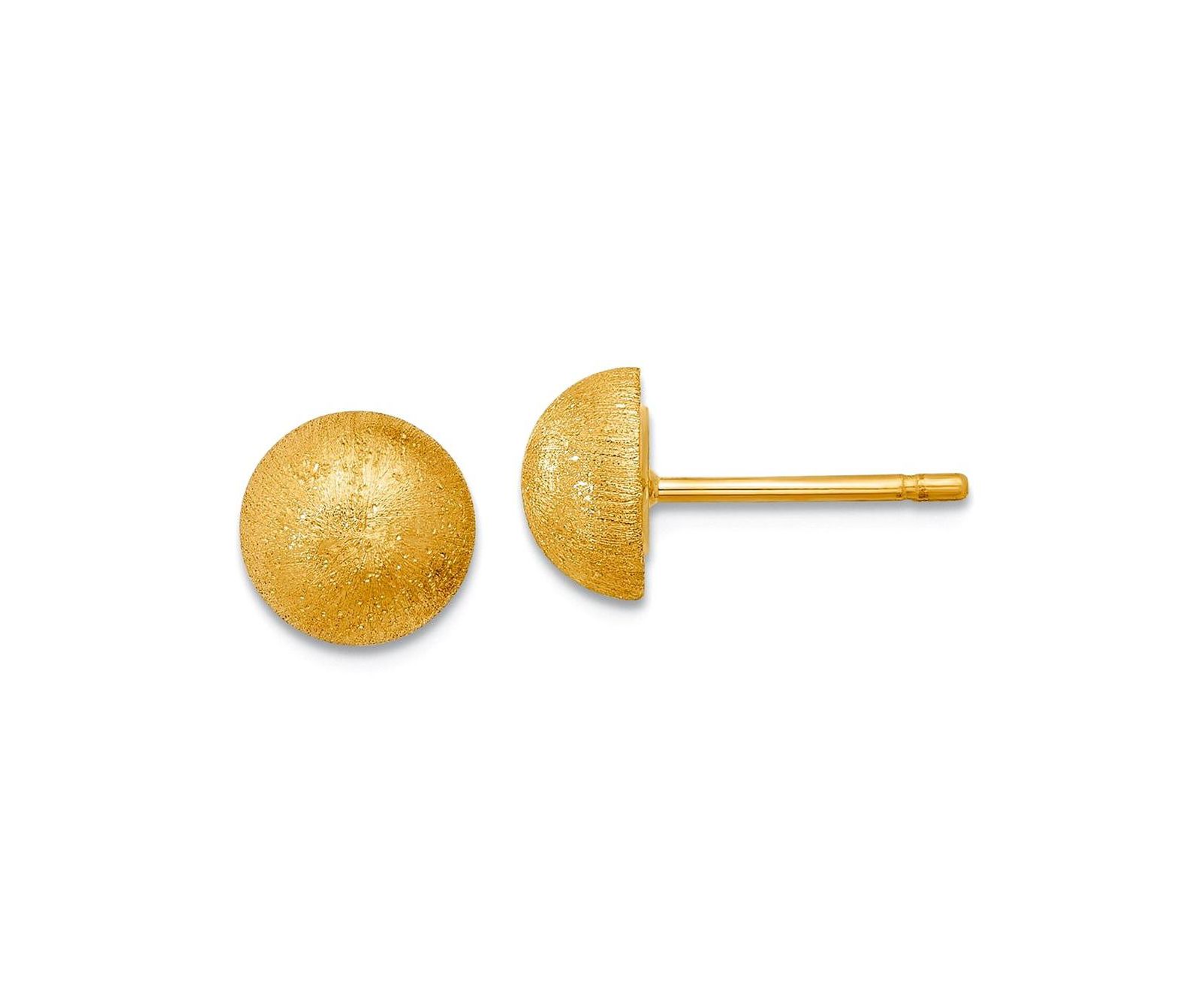 Curata Jewelry 18k Textured Half Round Button Earrings
