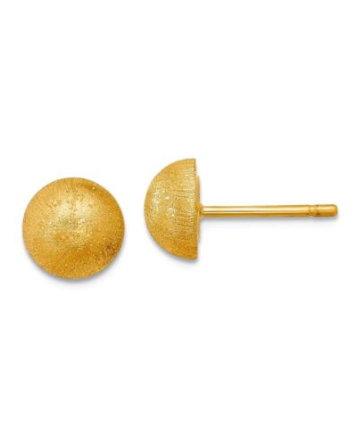 Curata Jewelry 18k Textured Half Round Button Earrings