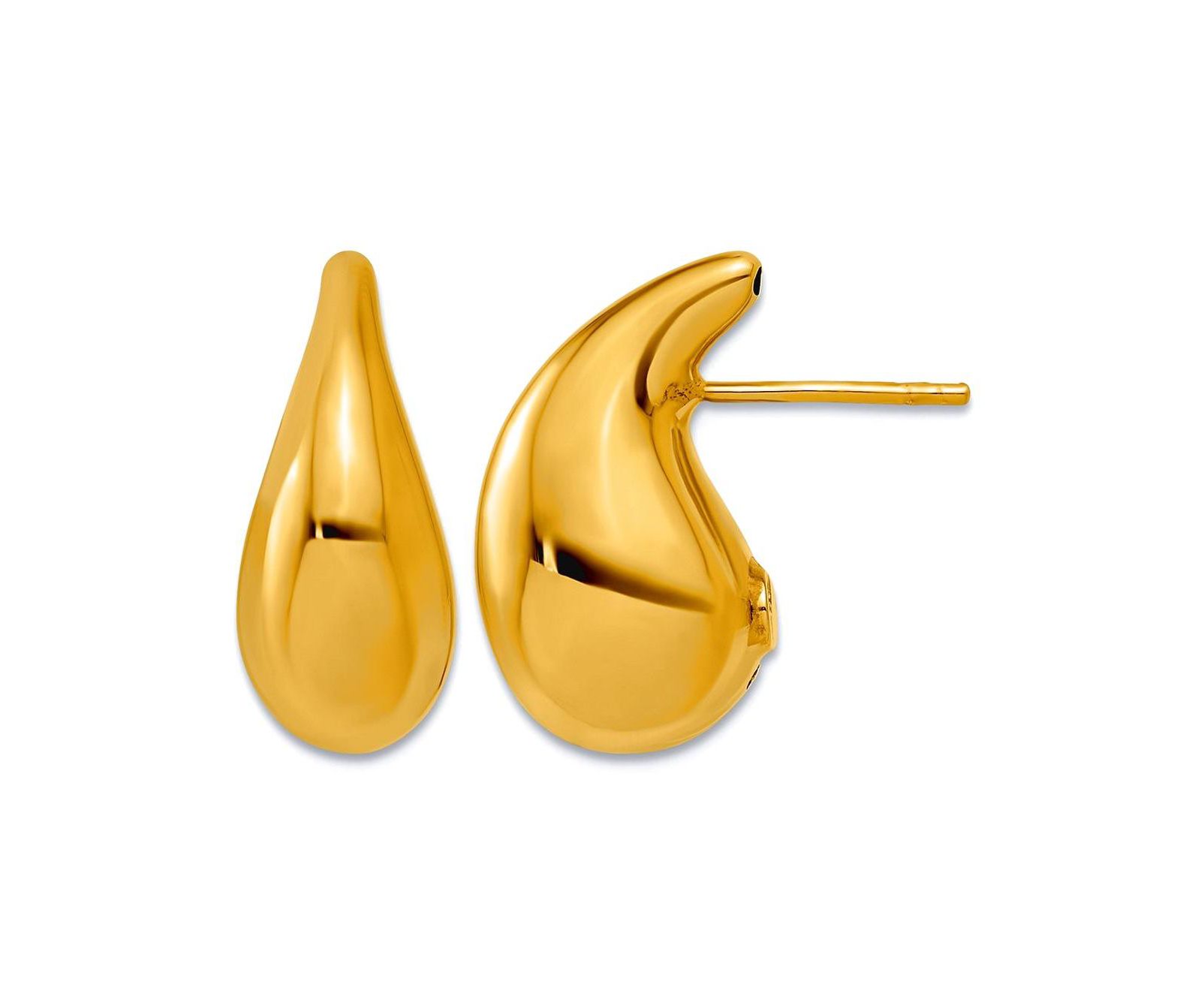 Curata Jewelry Solid 18k Yellow Gold Italian 20x9.4mm Puffed Teardrop Dangle Earrings