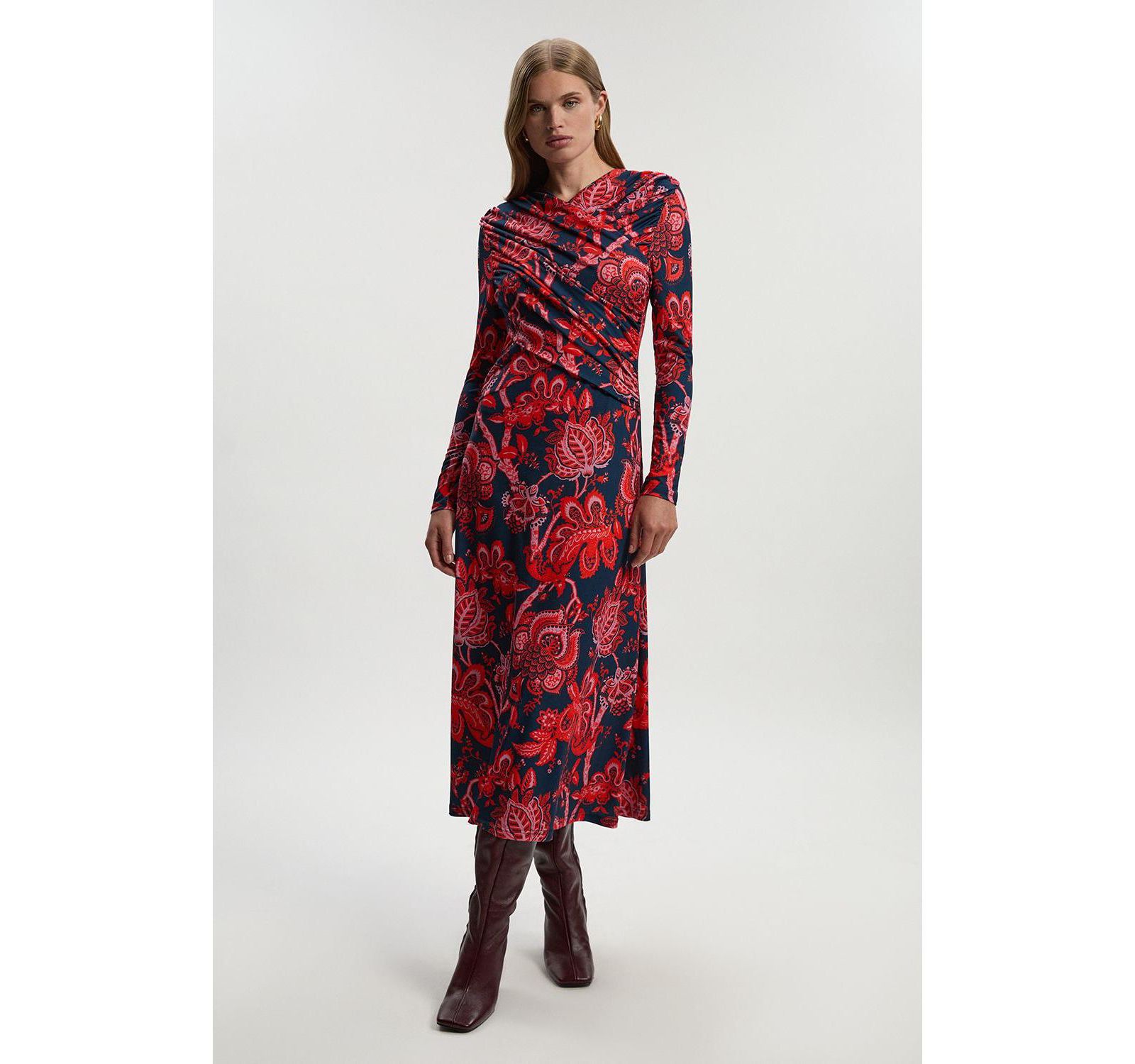Karen Millen Women's Paisley Jersey Crepe Twist Maxi Dress