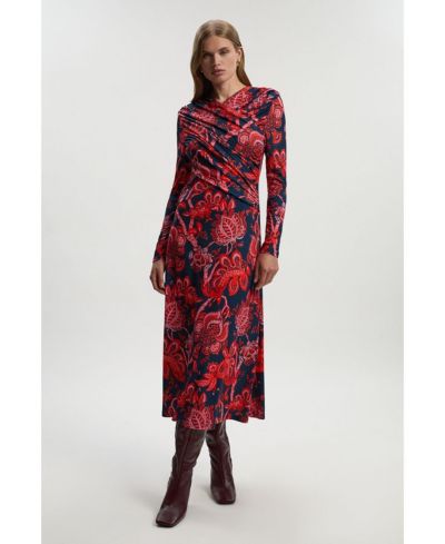 Karen Millen Women's Paisley Jersey Crepe Twist Maxi Dress