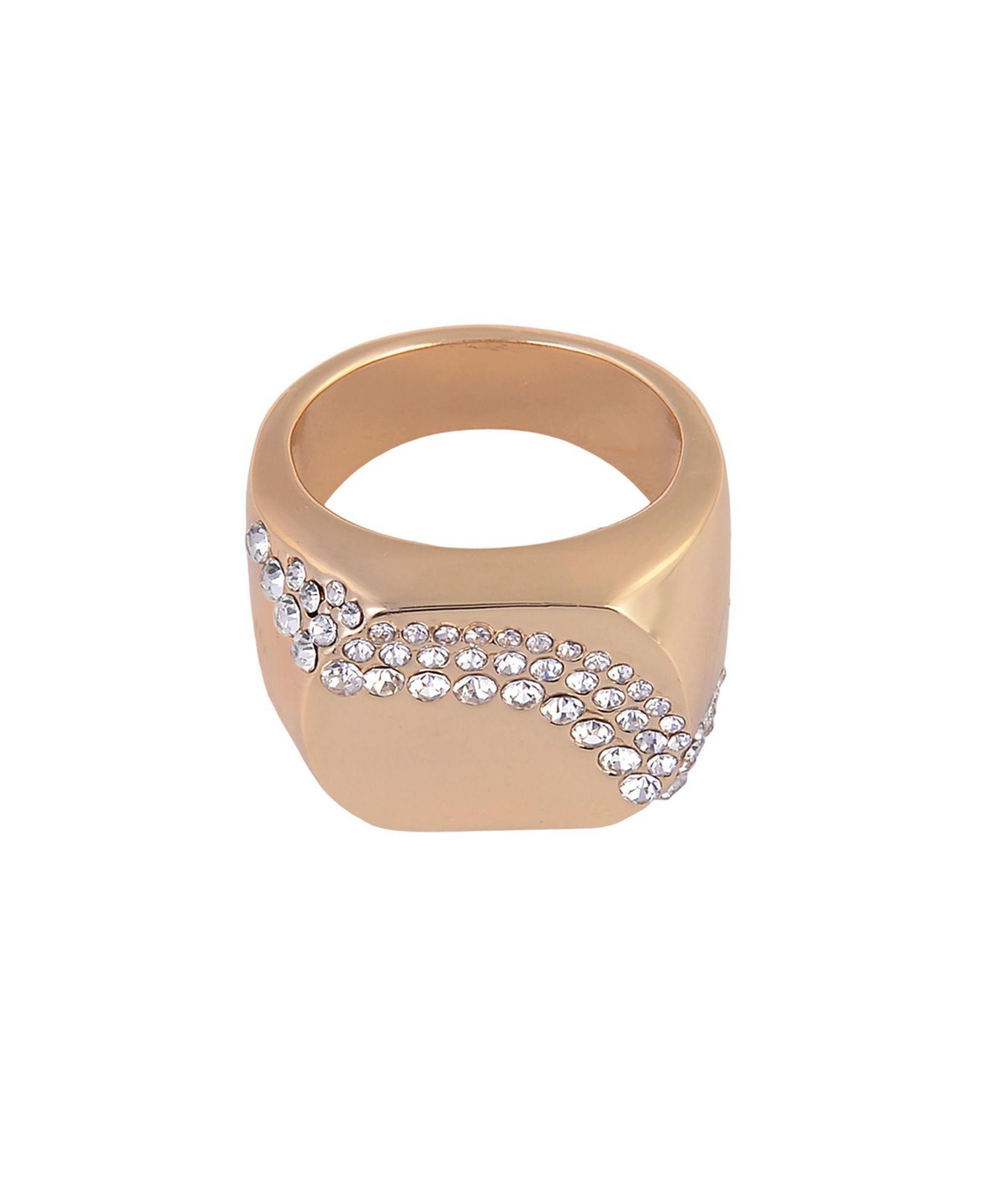 Laundry by Shelli Segal Gold Tone Square Ring with Crystal Stone Accents