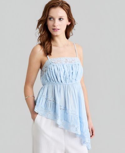 And Now This Petite Asymmetrical Lace Trim Pull-On Top, Macy's Exclusive