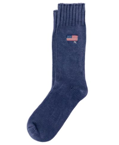 Polo Ralph Lauren Men's Indigo Flag Ribbed Cuff Sock