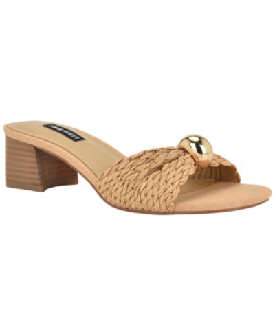 Nine West Women's Gerry Ornamented Slip-On Block Heel Dress Sandals