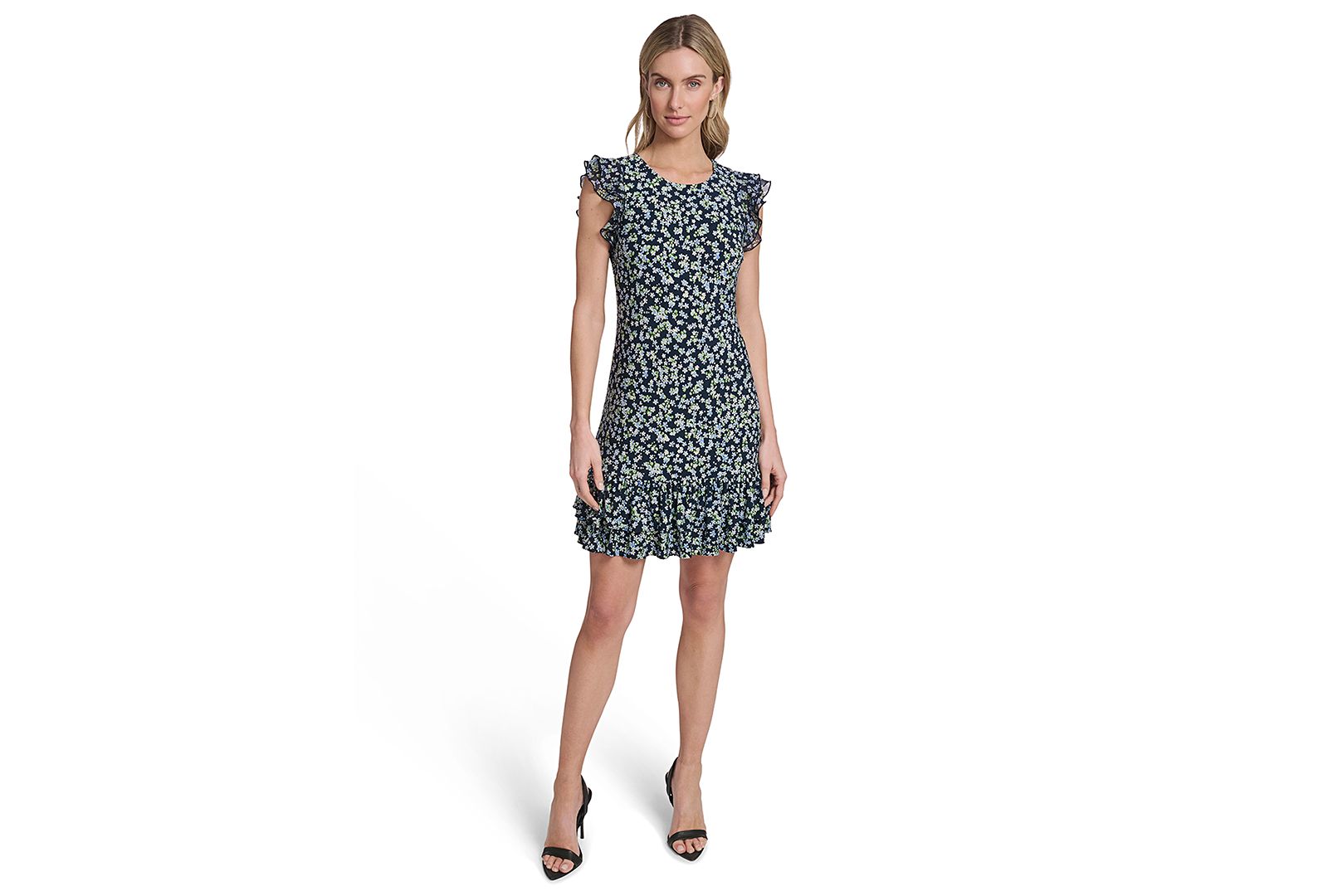 Tommy Hilfiger Women's Short Jersey with Flutter-Sleeve and Bottom Shift Dress