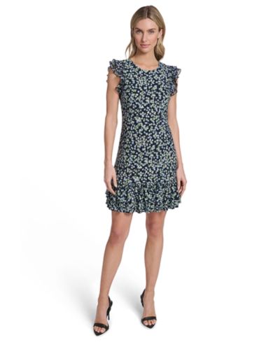 Tommy Hilfiger Women's Short Jersey with Flutter-Sleeve and Bottom Shift Dress