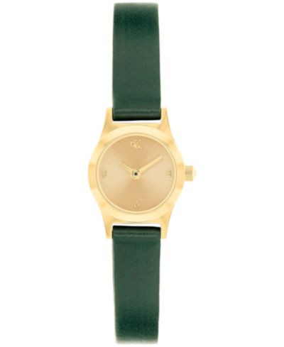 Calvin Klein Women's CK Contemporary Green Leather Strap Watch, 18mm