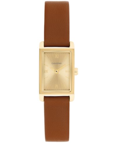 Calvin Klein Women's CK Light Camel Leather Strap Watch, 16mm