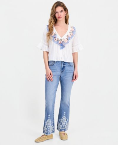And Now This Petite Embroidered Bootcut Jeans, Macy's Exclusive