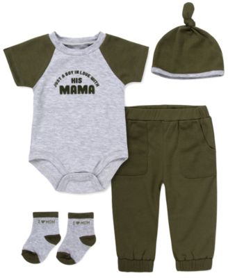 Комплект из 4 предметов для малышей Baby Essentials: боди с коротким рукавом, шапка, носки и брюки для мальчиков
