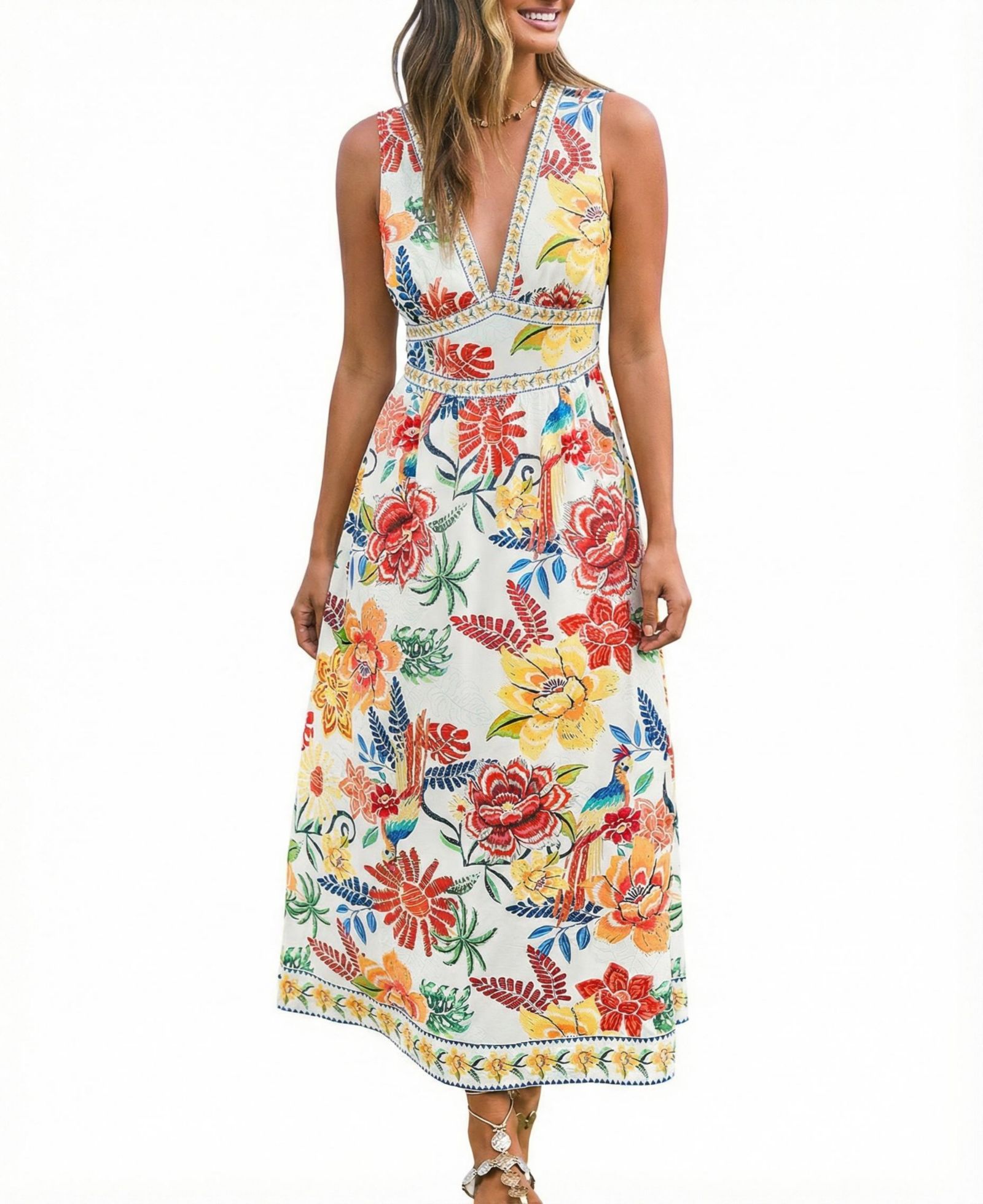 Cupshe Women's Sabrina Tropical Maxi Beach Dress