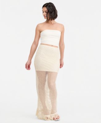 Bar III Women's Net Fringe-Hem Skirt, Macy's Exclusive