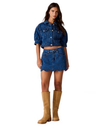 Steve Madden Women's Serafina Puff-Sleeve Denim Jacket