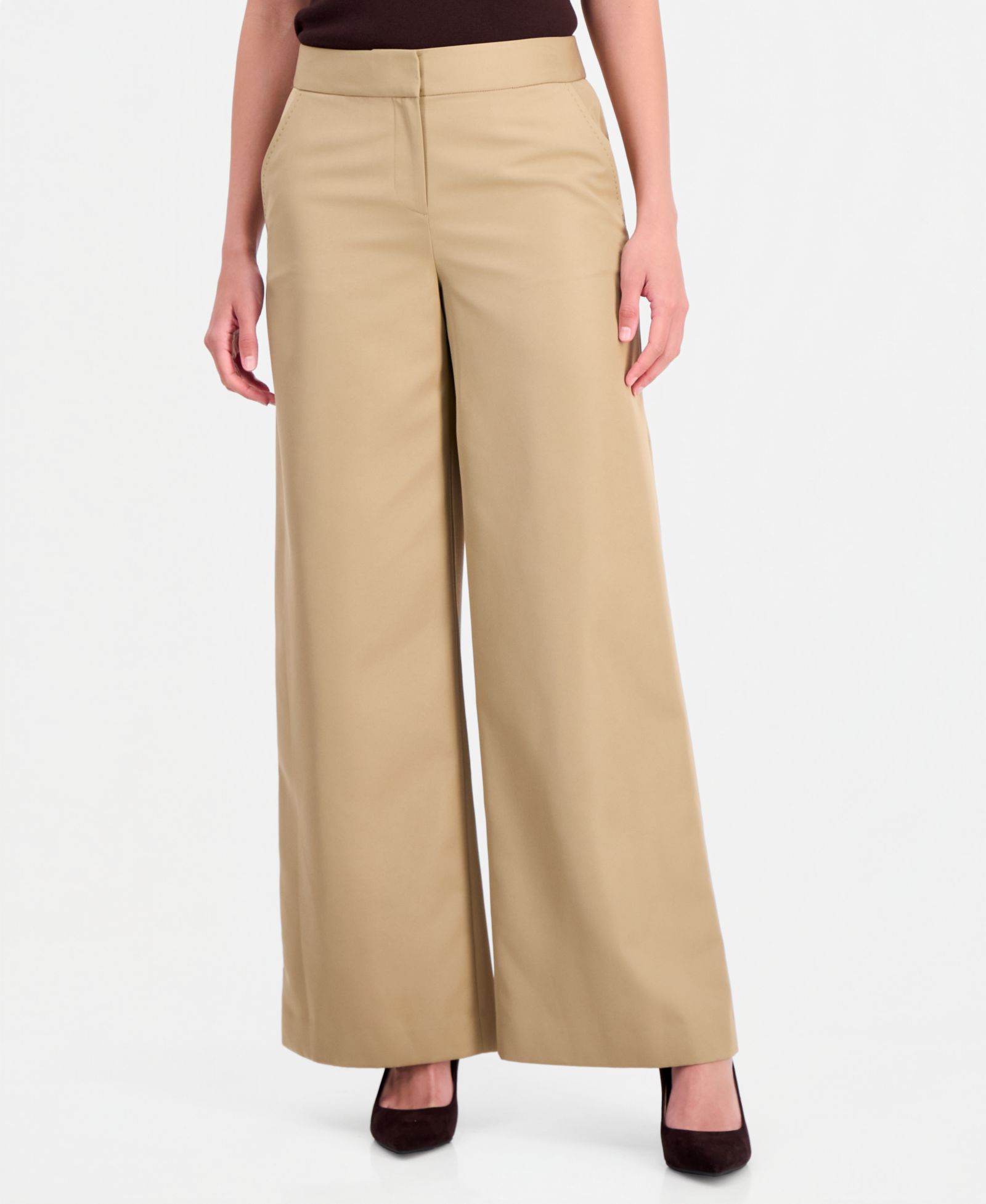 Брюки Tahari ASL Petite Mid-Rise Wide-Leg Full Length
