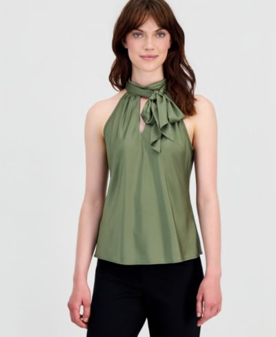 Tahari ASL Petite Bow-Neck Top