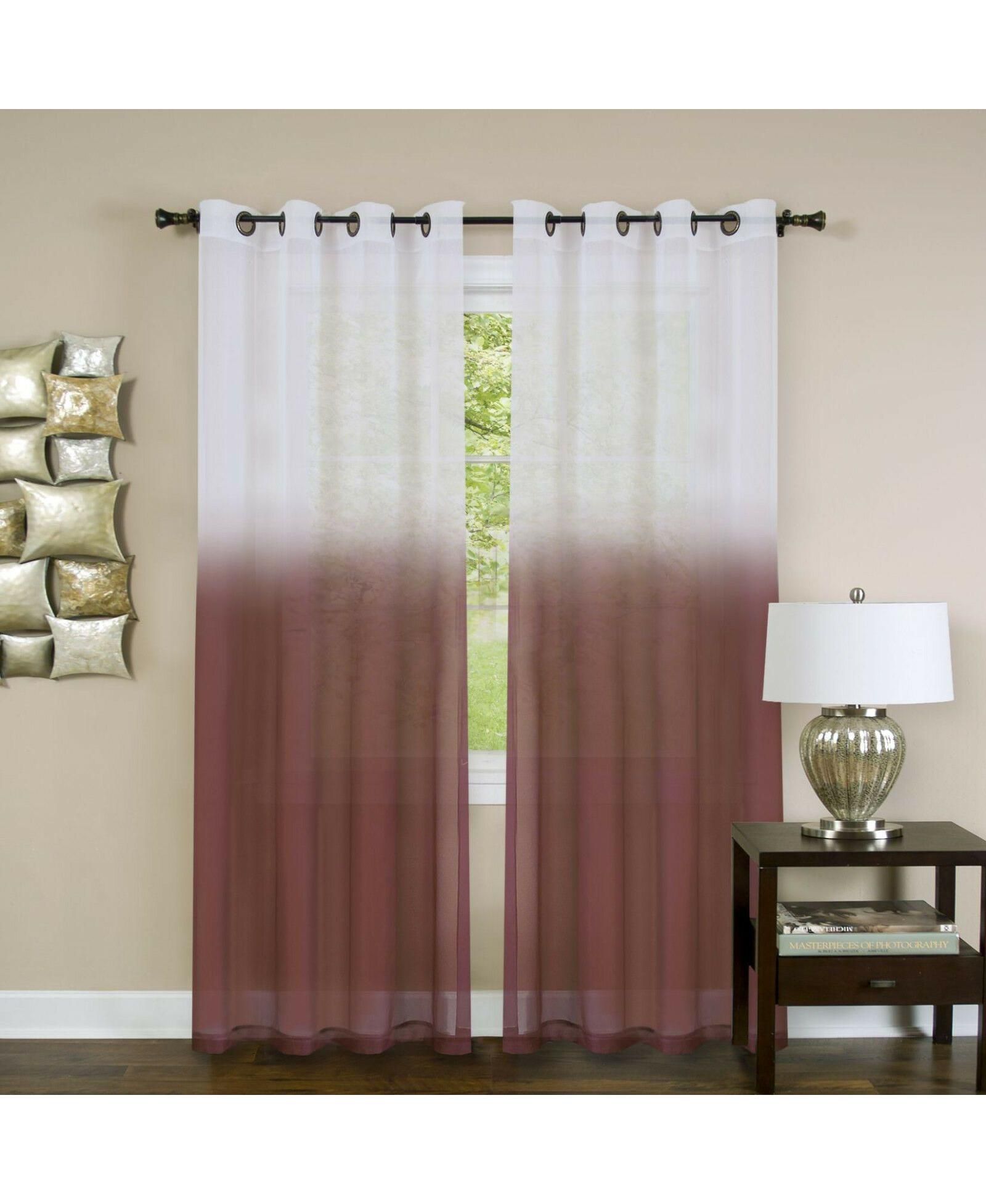 Kate Aurora Tropical Living Semi Matte Sheer Ombre Chic Grommet Top Window Curtains - 52 in. W x 84 in. L