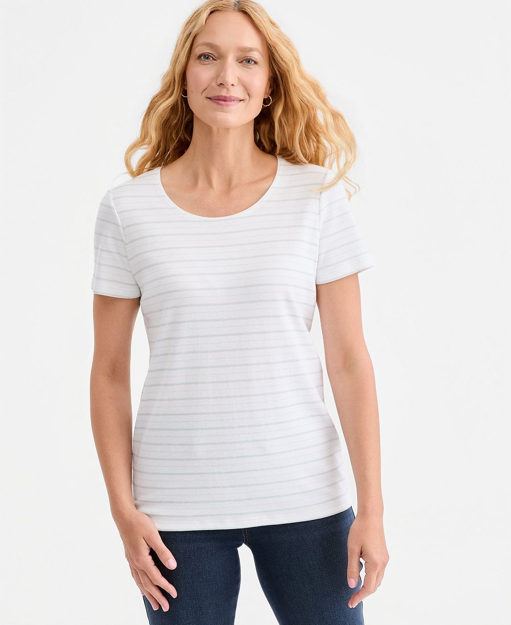 Style & Co Petite Printed Short-Sleeve Scoop-Neck Top, Macy's Exclusive