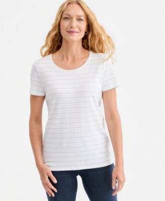 Style & Co Petite Printed Short-Sleeve Scoop-Neck Top, Macy's Exclusive