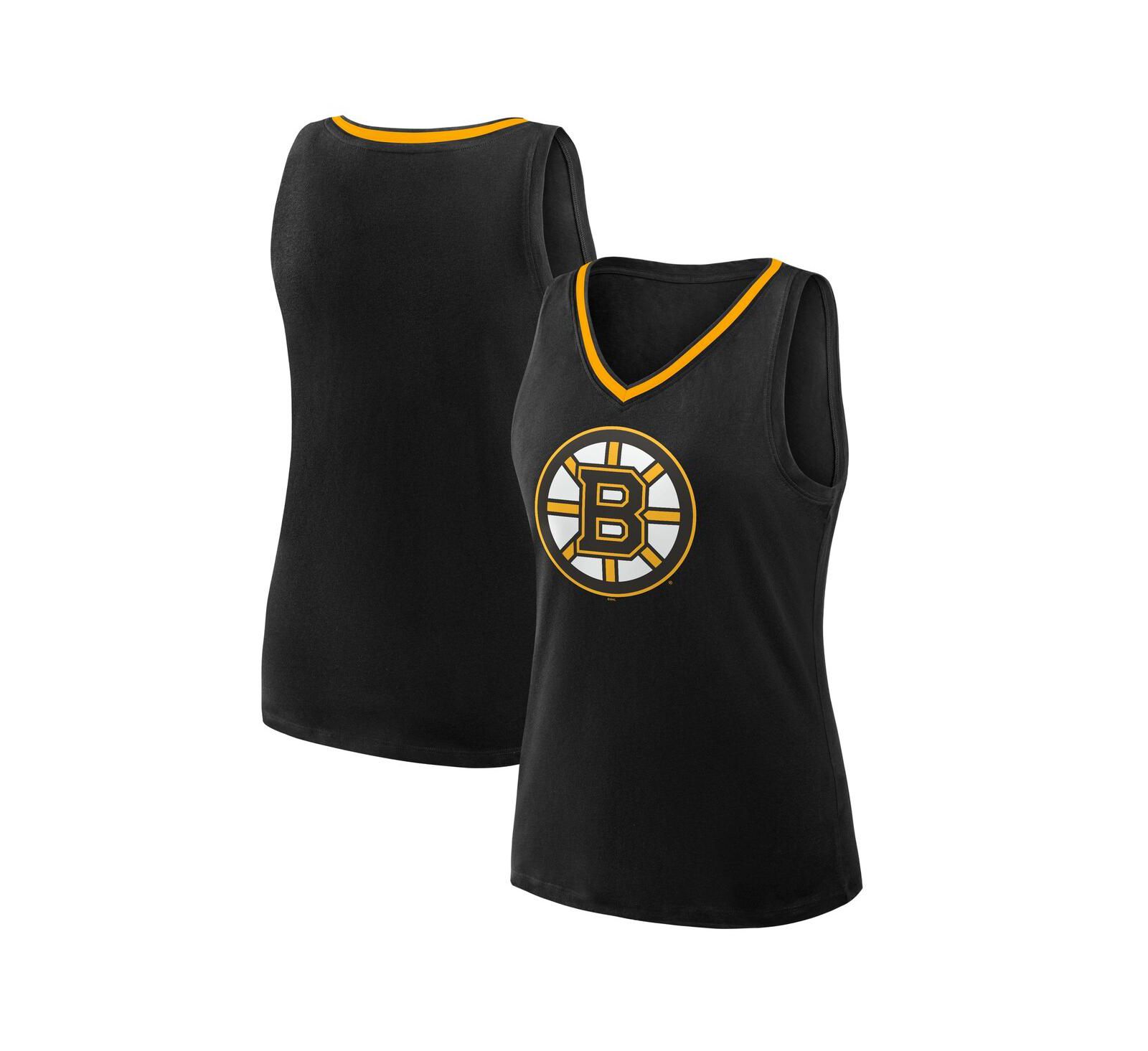 Logo Athletic Женский черный майка-топ Boston Bruins Stellar Win с V-образным вырезом