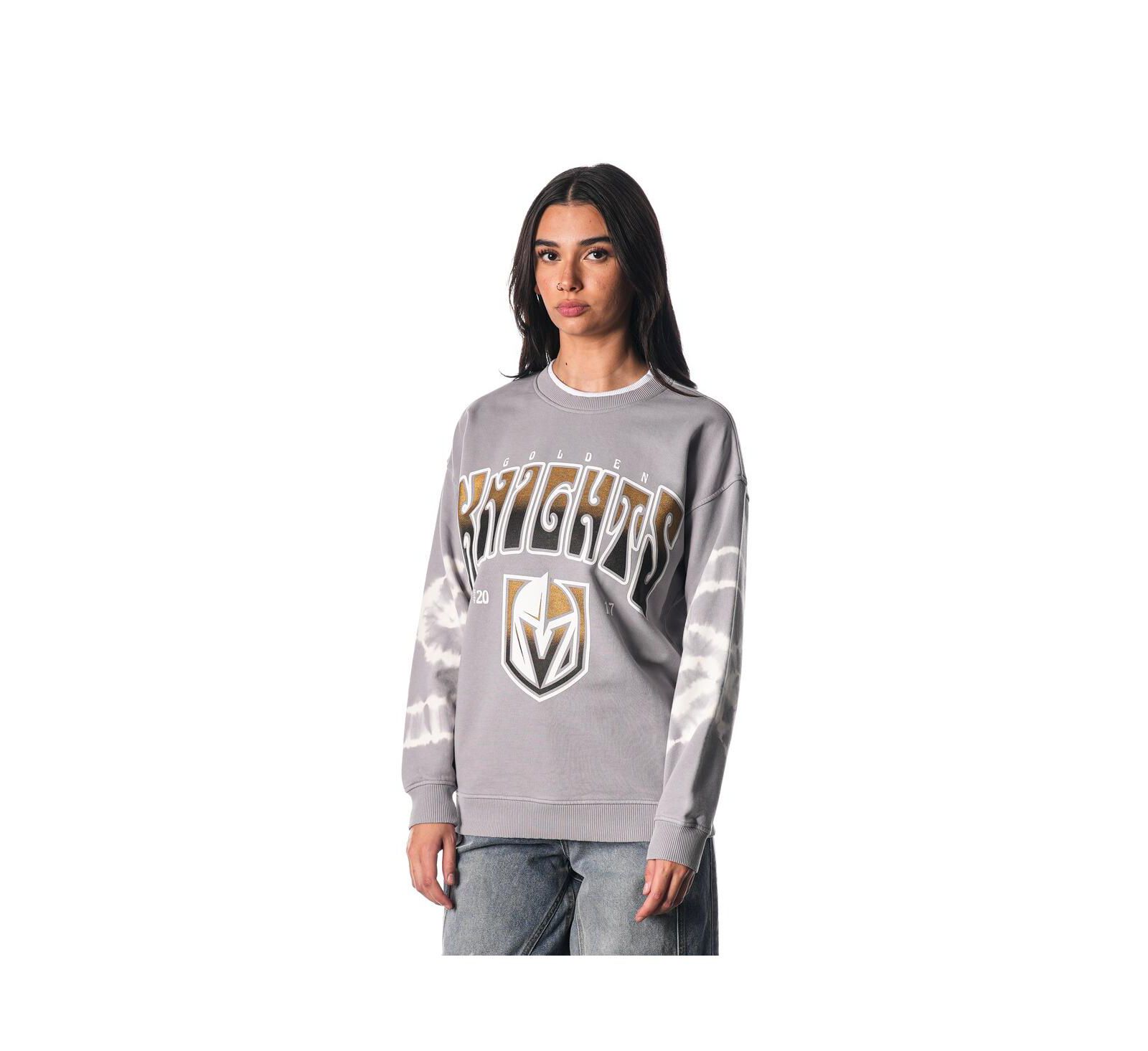 The Wild Collective Men's and Women's Gray Vegas Golden Knights Tie-Dye Double Collar Pullover Sweatshirt