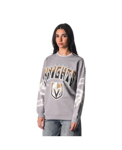 The Wild Collective Men's and Women's Gray Vegas Golden Knights Tie-Dye Double Collar Pullover Sweatshirt