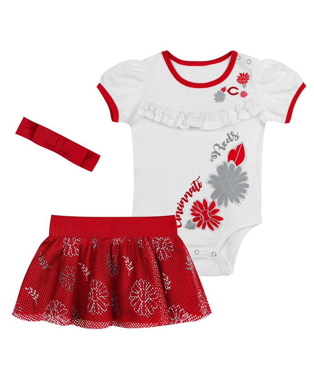Outerstuff Детский набор для девочек 3-в-1 Cincinnati Reds: боди, ободок и юбка