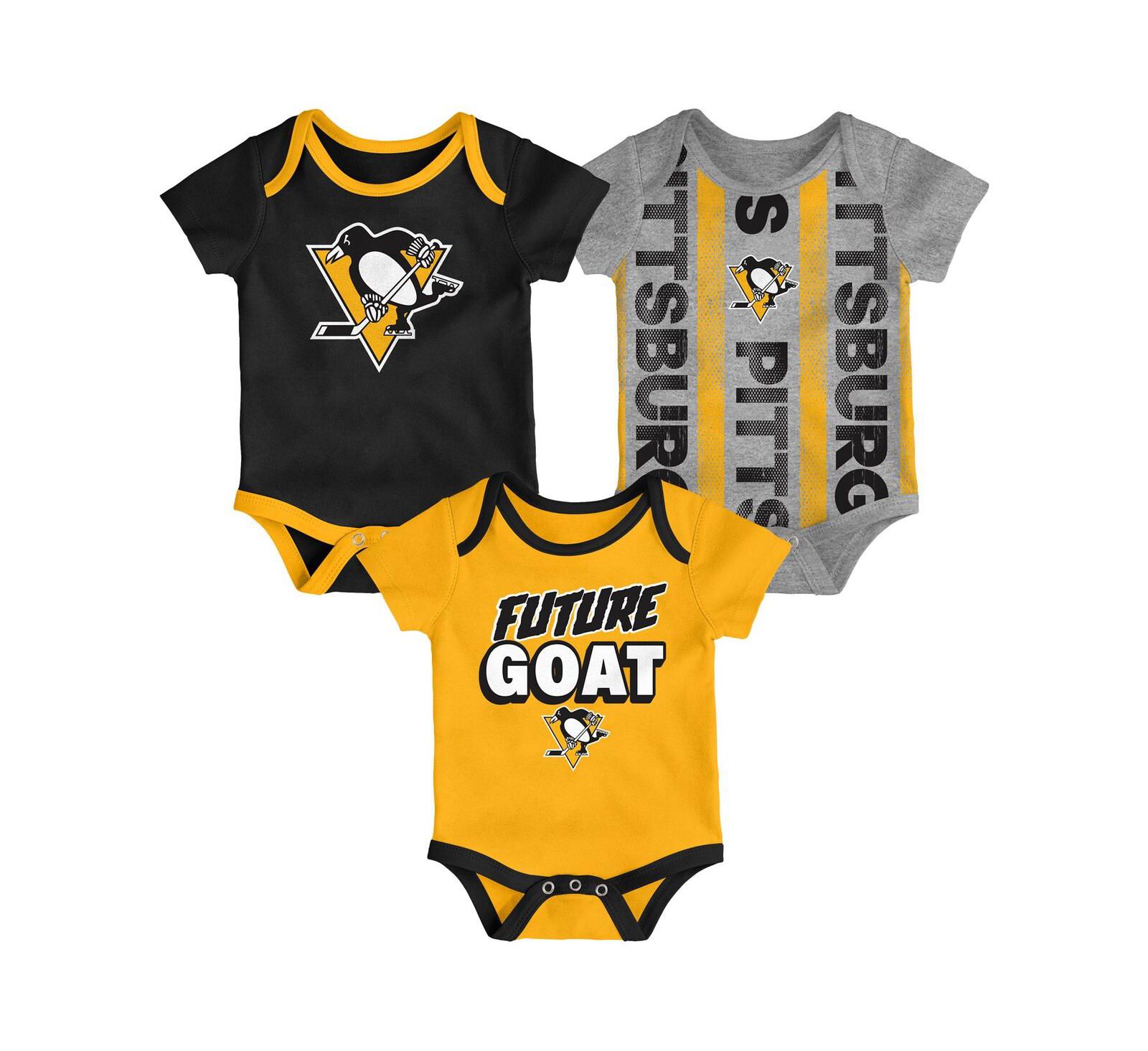 Outerstuff комплект боди для мальчиков и девочек Pittsburgh Penguins Loyal Buddies, 3 шт.